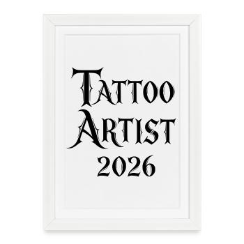 Tatoueur 2026 – motif de police sympa - Affiche encadrée (27 × 37 cm) - blanc - Devant