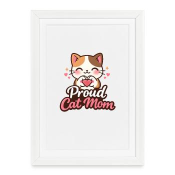 Motif de la fière maman chatte - Affiche encadrée (27 × 37 cm) - blanc - Devant