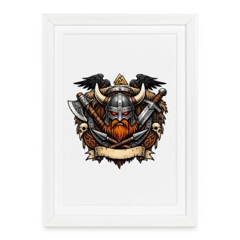 Viking Warrior Helmet - Framed poster (27 × 37 cm) - white - Front