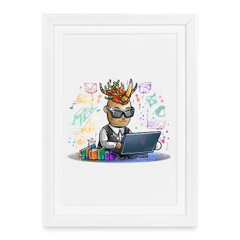 Designer infernal sur ordinateur portable - Affiche encadrée (27 × 37 cm) - blanc - Devant