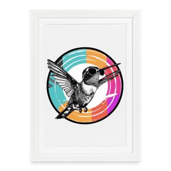 Colibri avec des lunettes de soleil - Affiche encadrée (27 × 37 cm) - blanc - Devant
