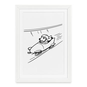 dackel eis bob kanal line art - Affiche encadrée (27 × 37 cm) - blanc - Devant