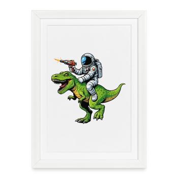 Astronaute sur Dino : Laser Hunt - Affiche encadrée (27 × 37 cm) - blanc - Devant