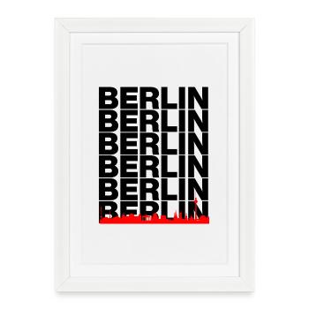 Silhouette de Berlin, Amour de la capitale, Amour de Berlin - Affiche encadrée (27 × 37 cm) - blanc - Devant