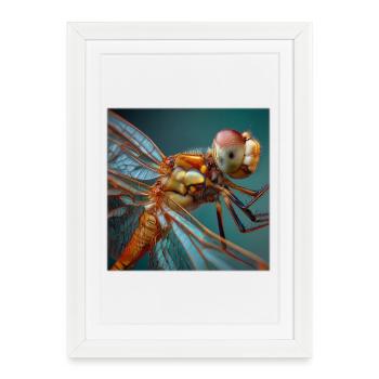 Graphisme macro de la faune de Dragonflies - Affiche encadrée (27 × 37 cm) - blanc - Devant