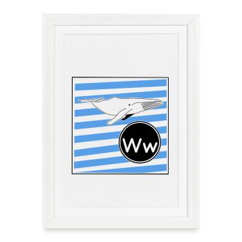 W pour Whale - Affiche encadrée (27 × 37 cm) - blanc - Devant