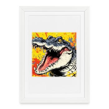 Crocodile sauvage – Design urbain d’art urbain - Affiche encadrée (27 × 37 cm) - blanc - Devant