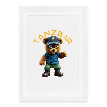Mascotte de l’ours dansant - Affiche encadrée (27 × 37 cm) - blanc - Devant