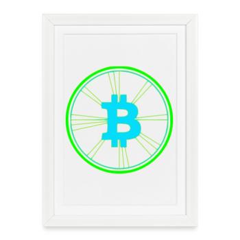 Bitcoin Wireframe Speed Future Vector - Framed poster (27 × 37 cm) - white - Front