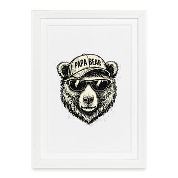 Papa ours Lunettes de soleil Casquette - Affiche encadrée (27 × 37 cm) - blanc - Devant