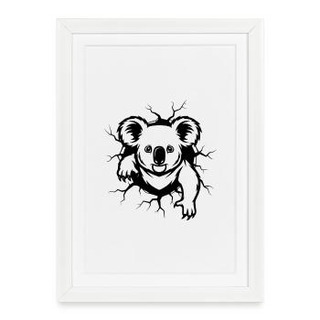 Percée du mur des koalas – Brise du mur des animaux cool - Affiche encadrée (27 × 37 cm) - blanc - Devant