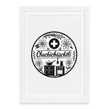 Chuchichäschtli - terme culte suisse - Affiche encadrée (27 × 37 cm) - blanc - Devant