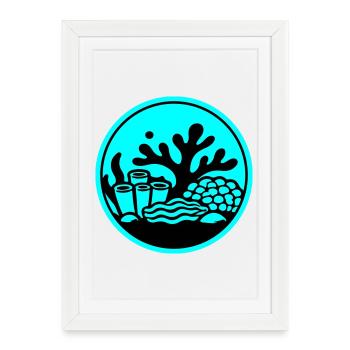 Symbole corallien Océan récif corallien - Affiche encadrée (27 × 37 cm) - blanc - Devant