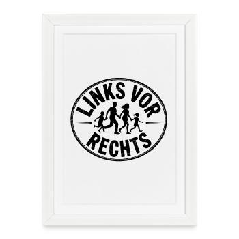 Gauche avant Droite - Slogan drôle Antifa - Affiche encadrée (27 × 37 cm) - blanc - Devant
