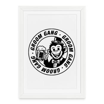 Groom Gang Bachelor Party Monkey - Framed poster (27 × 37 cm) - white - Front