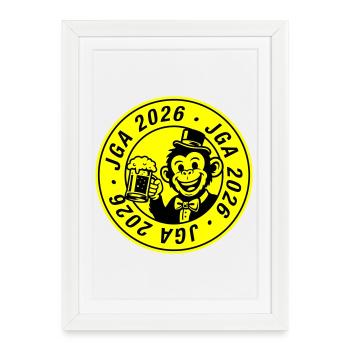Jga 2026 Marié Singe - Affiche encadrée (27 × 37 cm) - blanc - Devant