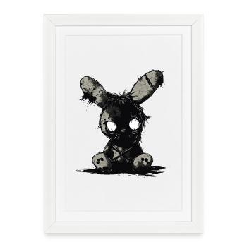Dark Stuffed Bunny – Gothic Plush Motif - Framed poster (27 × 37 cm) - white - Front