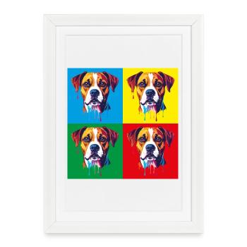Pop Art Dog Four-Color - Framed poster (27 × 37 cm) - white - Front