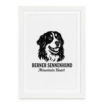 Chemise de chien de montagne bernois – Cœur de montagne - Affiche encadrée (27 × 37 cm) - blanc - Devant
