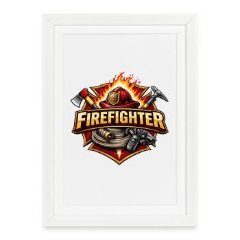 Firefighter Hero Emblem Fire Brigade - Framed poster (27 × 37 cm) - white - Front