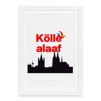 ÖLLE ALAF ! 🃏COLOGNE JECK, CARNAVAL, SESSION, KÖLSCH - Affiche encadrée (27 × 37 cm) - blanc - Devant