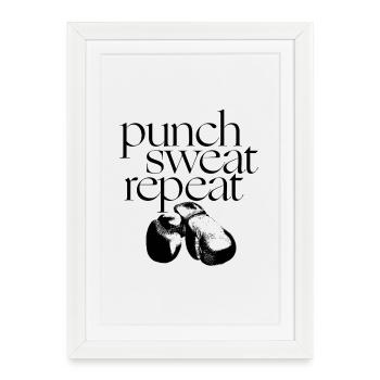 PUNCH SWEAT REPEAT - Affiche encadrée (27 × 37 cm) - blanc - Devant