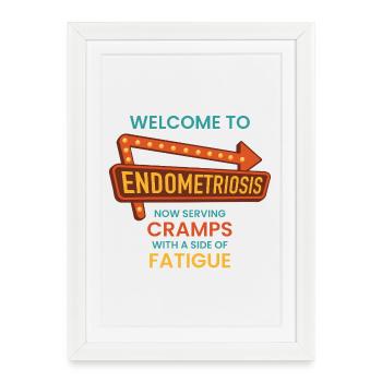 Sensibilisation à l’endométriose - Panneau rétro de diner - Affiche encadrée (27 × 37 cm) - blanc - Devant