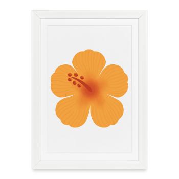 Orange Hibiscus Bloom - Framed poster (27 × 37 cm) - white - Front