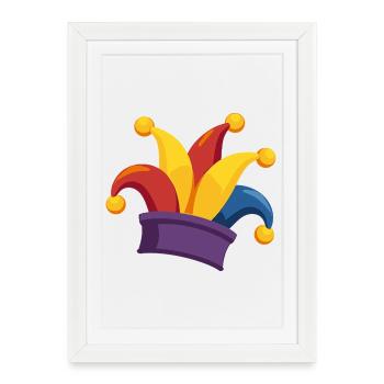 Classique bonnet de fou pour le carnaval et le carnaval - Affiche encadrée (27 × 37 cm) - blanc - Devant