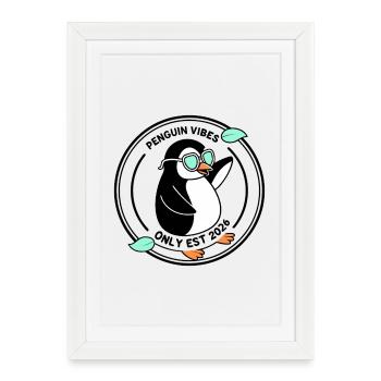 Black Penguin in Mint Glasses 2026 - Framed poster (27 × 37 cm) - white - Front
