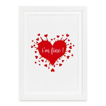I Am Fine — Minimalist Emotional Heart - Framed poster (27 × 37 cm) - white - Front