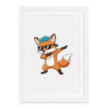Dessins animés Cool Dab Fox Sunglasses - Affiche encadrée (27 × 37 cm) - blanc - Devant