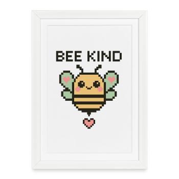 Enfant Abeille - Abeille Pixel avec des Cœurs - Affiche encadrée (27 × 37 cm) - blanc - Devant