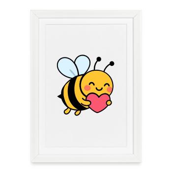 Joyeuse abeille avec le cœur - Affiche encadrée (27 × 37 cm) - blanc - Devant
