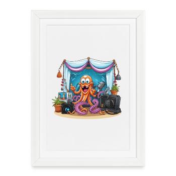 Octopus influencer on stage - Framed poster (27 × 37 cm) - white - Front