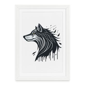 Spektraler Wolf - Gerahmtes Poster (27 × 37 cm) - Weiß - Vorne
