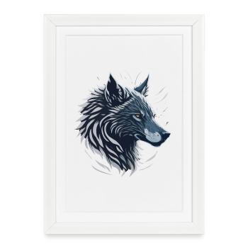 Blue Wolf - Framed poster (27 × 37 cm) - white - Front