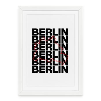 BERLIN UMRISS, DIT IS BERLIN - Affiche encadrée (27 × 37 cm) - blanc - Devant