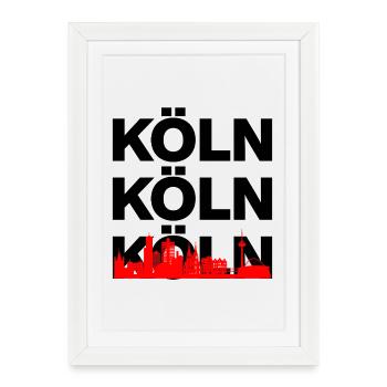 COLOGNE SKYLINE – DOM POWER ! - Affiche encadrée (27 × 37 cm) - blanc - Devant