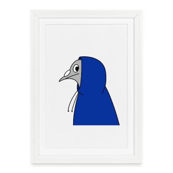 Pigeon in a Sweat – Illustration Urban Minimal - Affiche encadrée (27 × 37 cm) - blanc - Devant