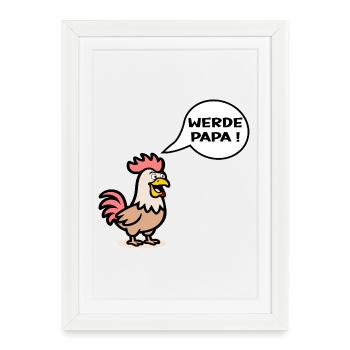 Papa Fermier - Éleveur de poulets - Affiche encadrée (27 × 37 cm) - blanc - Devant