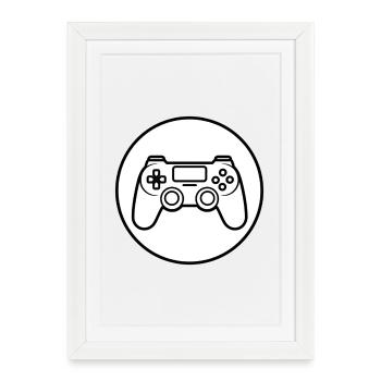 Controller in hand, level 1 activated, player gift - Framed poster (27 × 37 cm) - white - Front