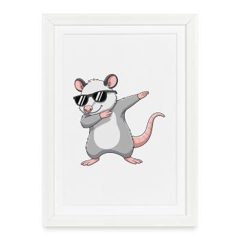 Cool Dabbing Opossum Sunglasses Cartoon Art - Framed poster (27 × 37 cm) - white - Front