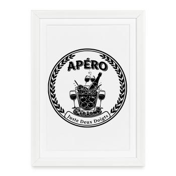 Apéro humour juste deux doigts  - Affiche encadrée (27 × 37 cm) - blanc - Devant