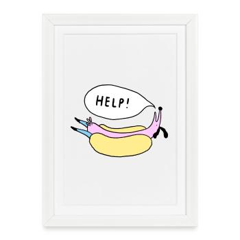 Help_Hot_Dog - Framed poster (27 × 37 cm) - white - Front