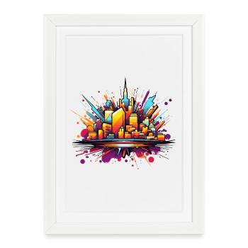 Colorful City Silhouette Explosion - Framed poster (27 × 37 cm) - white - Front
