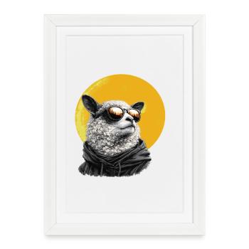 Sun Sheep in Hoodie with Sunglasses - Framed poster (27 × 37 cm) - white - Front