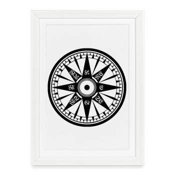 Compass – Wind Rose, Ship's Compass - Framed poster (27 × 37 cm) - white - Front
