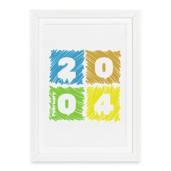 22. Geburtstag Farbige Patches since 02/2004 - Framed poster (27 × 37 cm) - white - Front