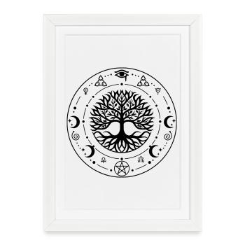 Arbre de Vie sacré - Affiche encadrée (27 × 37 cm) - blanc - Devant